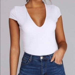 V neck t shirt bodysuit
